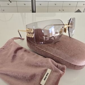 Miu Miu 54ys Women's Sunglasses Light Gray/gold